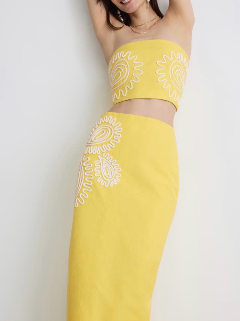 Yellow Embroidered Carly Midi Skirt - 12 significant other